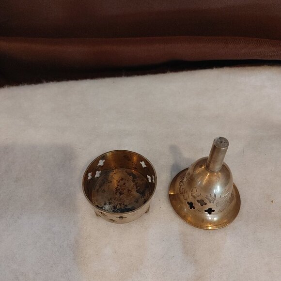 Vintage Etched Brass 2-piece Servant BELL w LID, Footed India - Incense Burner - Picture 4 of 6